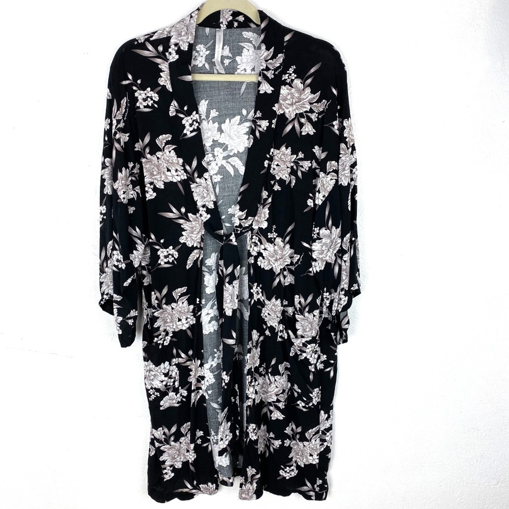 Spiritual Gangster Floral Black Kimono Duster